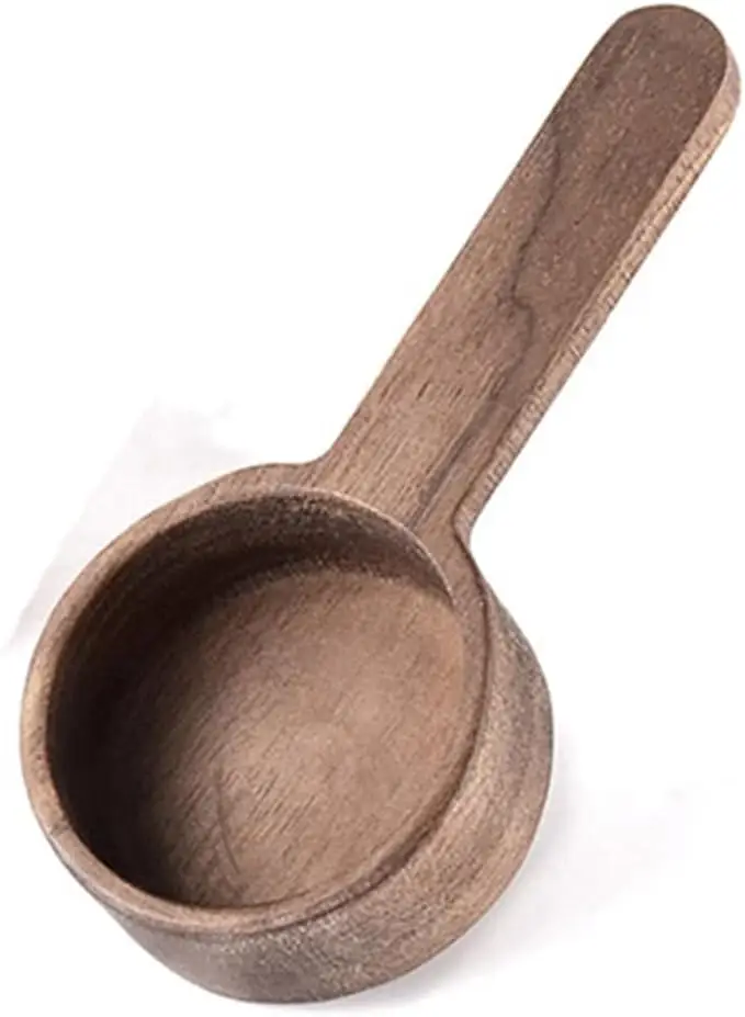 Coffee Spoons, Wooden Tablespoon Scoop, Wooden Coffee Ground Spoon, Measuring for Ground Beans or tea, Soup Cooking Mixing Stirrer Kitchen Tools Utensils, 1 Wooden Tea Scoop (Walnut Wooden 3.86 in）